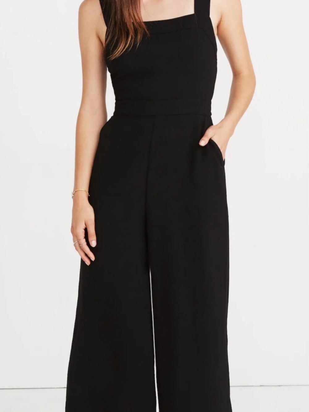 Madewell Square-Neck Apron Bow Back Jumpsuit